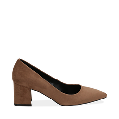 D&eacute;collet&eacute; taupe in microfibra, tacco midi 6 cm , Scarpe, 144923302MFTAUP036, 001a