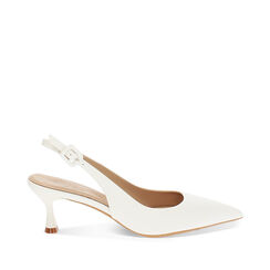 D&eacute;collet&eacute; slingback bianche tacco 6 cm, Scarpe, 272118215EPBIAN035, 001a