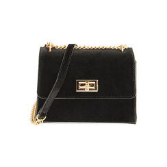 Borsa a tracolla nera in velluto, Primadonna, 225123167VLNEROUNI, 001 preview