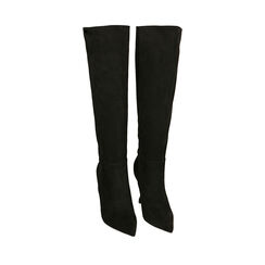 Bottes noires en microfibre, talon 9,5 cm , Primadonna, 202188204MFNERO036, 002a