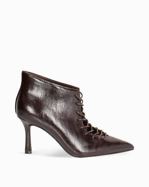 Botines marr&oacute;n oscuro con tac&oacute;n de aguja, DK BROWN