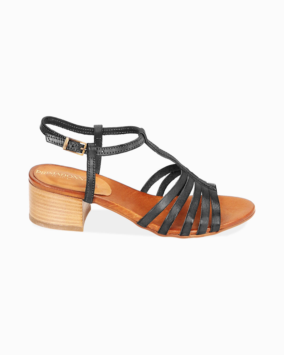 Sandali neri in pelle di vacchetta, tacco 4 cm