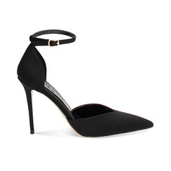 Décolleté open shank donna nere in tessuto, tacco 10,5 cm, Primadonna, 252130618LYNERO035, 001 preview