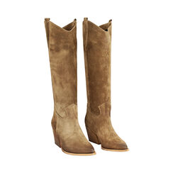 Stivali in camoscio taupe, Primadonna, 24L600101CMTAUP035, 002 preview