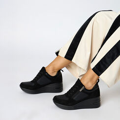 Baskets noires avec talon de 7 cm pour un look urbain, Primadonna, 262822819EPNERO035, 002a