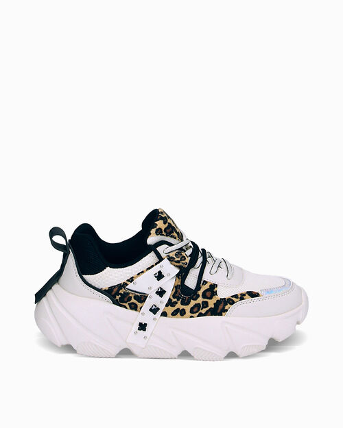 Sneakers bianco leopardate, 