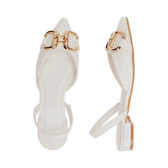 Ballerines slingback blanches avec baguette, SPECIAL WEEK, 194987401EPBIAN037, 003 preview