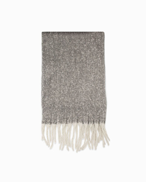 Bufanda gris con flecos crema, GREY