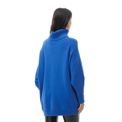 Maglia blu-cobalto svasata con collo alto, Promozioni, 24U502212TSBLCOUNI, 002a