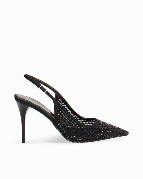 Escarpins slingback noirs talon 9 cm, BLACK
