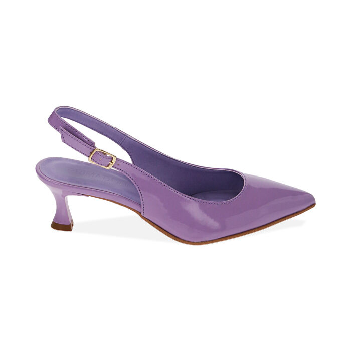 Decollete slingback donna lilla in vernice tacco 5 5 cm Primadonna Collection