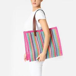 Borsa donna mare grande multicolor in raffia, Primadonna, 25J920349RFMULTUNI, 002a