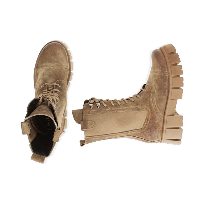 Anfibi da donna taupe in camoscio Primadonna Collection