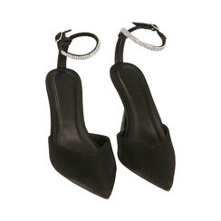 Décolleté slingback nere in raso, tacco 9,5 cm, Primadonna, 214912910RSNERO036, 002 preview