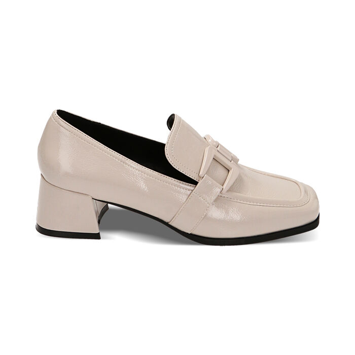 Mocassini donna panna in naplak tacco 5 cm Primadonna Collection