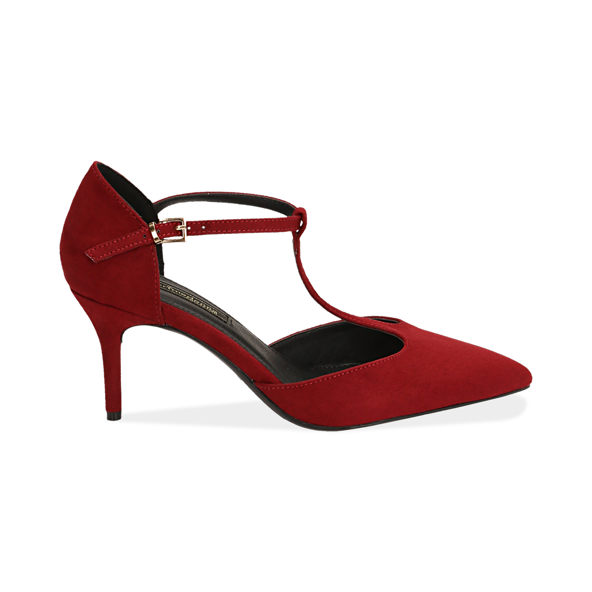 Décolleté bordeaux in microfibra con cinturino a T, tacco 7,50 cm |  Primadonna Collection