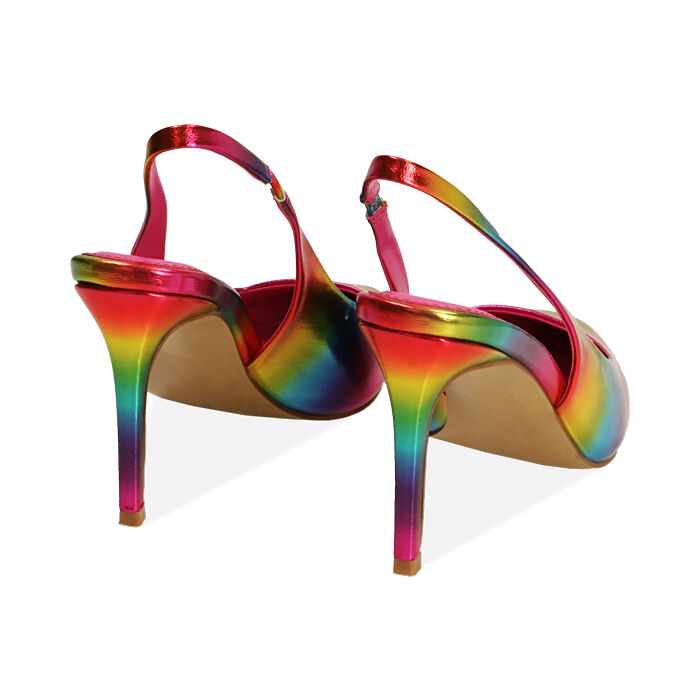 Zapatos destalonados laminados multicolor, tacón 10 cm | Primadonna  Collection