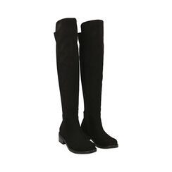 Bottes overknee noires en microfibre, talon 4,5 cm , Primadonna, 183025001MFNERO036, 002 preview