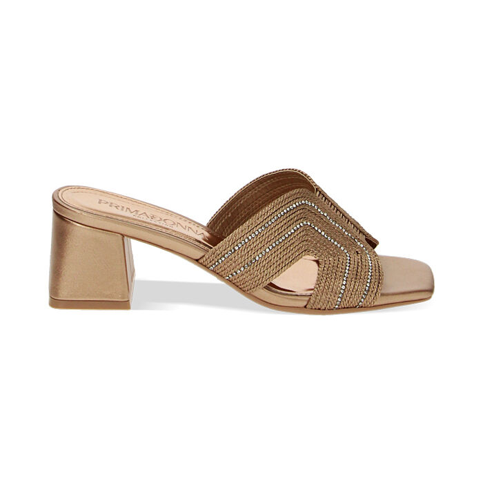 Mules Open Toe femme rose or en tissu Primadonna Collection