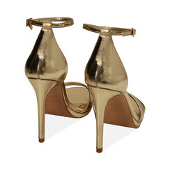 Sandalo con tacco donna oro con plateau, tacco 10 cm, Primadonna, 252133410LMOROG035, 004 preview
