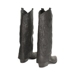 Bota negra de piel lavada con tacón de 4,5 cm, Primadonna, 26B840807PANERO035, 004 preview