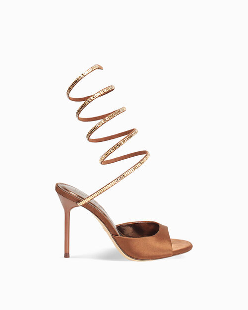 Sandali con tacco marroni 9,9 cm, BROWN