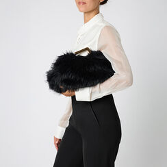 Clutch noire en fourrure synthétique avec bandoulière amovible, Primadonna, 265126381FUNEROUNI, 003 preview