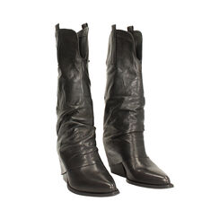 Stivali texani da donna in pelle lavata nera, Primadonna, 261020644PANERO036, 002 preview