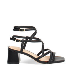 Sandali neri tacco 5,5 cm, Primadonna, 274941747EPNERO035, 001a