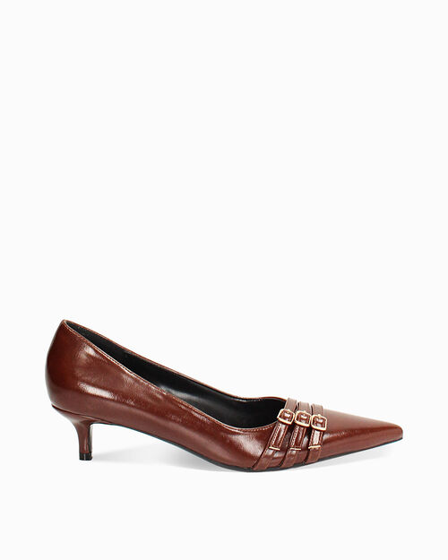 D&eacute;collet&eacute; cognac con tacco di 4,5 cm, COGNAC