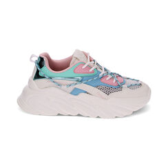 Sneakers in tessuto bianco-azzurro, Primadonna, 230172306TSBIAZ035, 001 preview