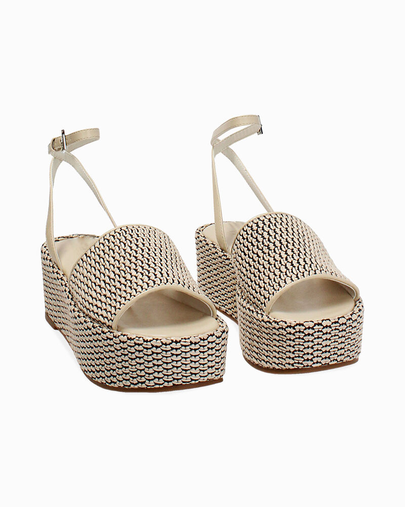 Zeppe donna panna nere in raffia image number null