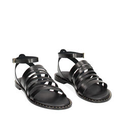 CALZATURA SANDALI BASSI PELLE NERO, Primadonna, 23S902221PENERO035, 002a