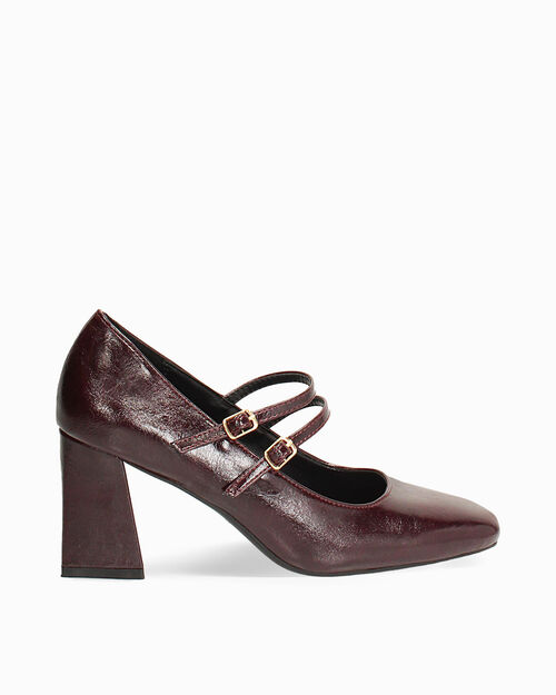D&eacute;collet&eacute; bordeaux avec double bride talon 7,5 cm
