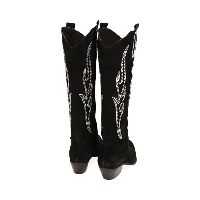 Stivali donna texani neri in camoscio tacco 7 cm Primadonna