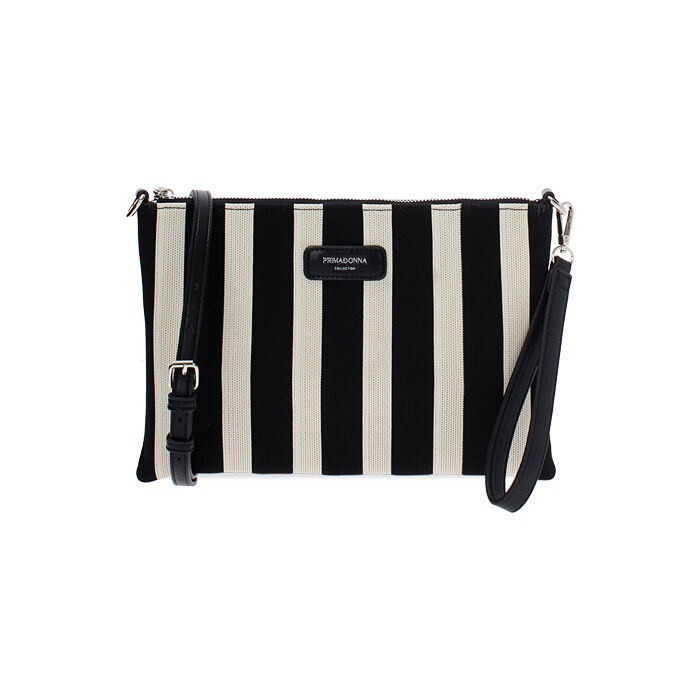 Pochette donna nera-panna in canvas, Primadonna, 255125738CANEPAUNI