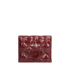 Portefeuille bordeaux en matériau brillant, Primadonna, 265702429EUBORDUNI, 001a