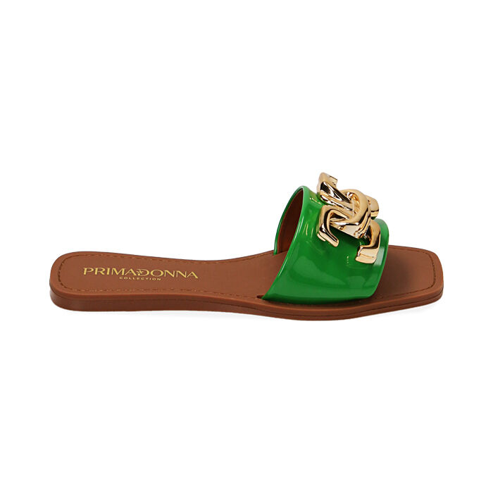 Ciabatte donna flat verdi in vernice Primadonna Collection