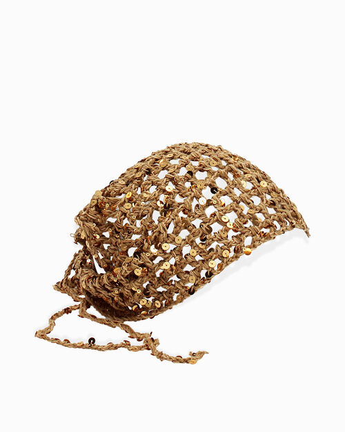 Bandana ad uncinetto beige-oro, MULTI COLOR