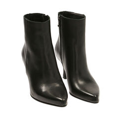 Ankle boots neri in pelle, tacco 8 cm , Saldi Invernali, 18L650050PENERO037, 002a