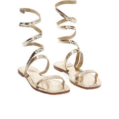 Sandalias planas oro de pitón, Primadonna, 234986611PTOROG035, 002a