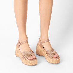 Compensées femme or en raphia, Primadonna, 25P115628RFOROG036, 002a