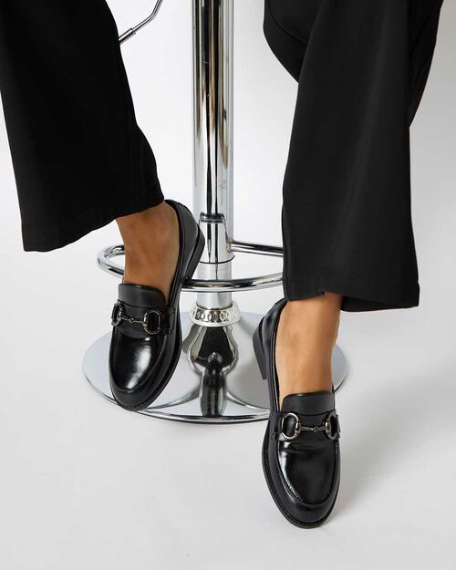WOMEN SHOES MOCASSINS SYNTHETIC GLOSSY N, BLACK