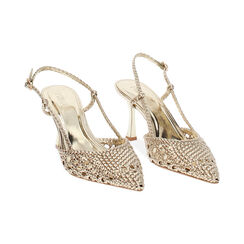 Décolleté slingback donna oro intrecciate, tacco 7,5 cm, Primadonna, 252136310LIOROG036, 003 preview