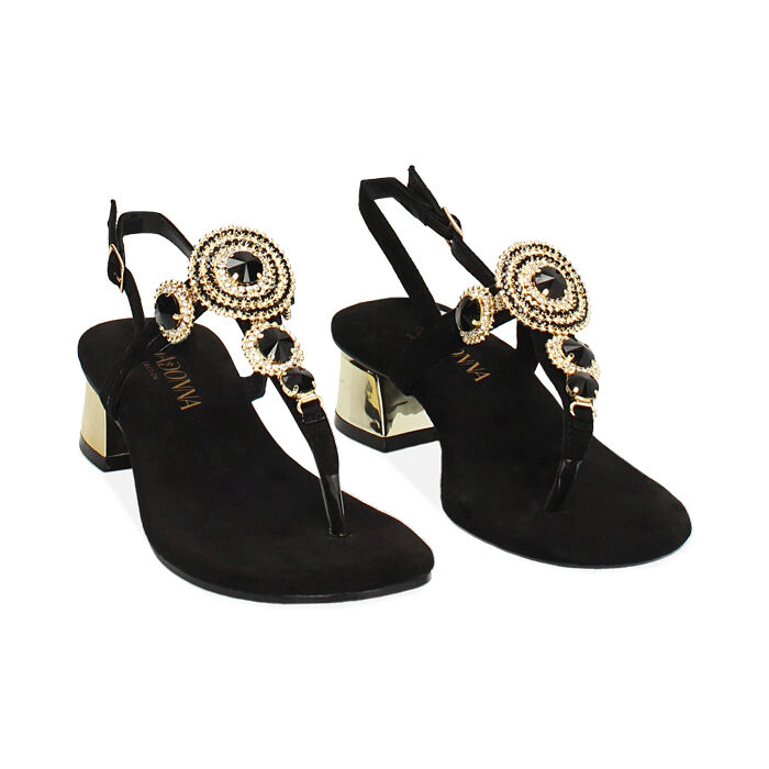 Sandalo con tacco basso donna nero| Primadonna Collection