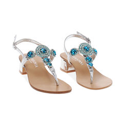 Sandale à petit talon femme argent-bleu, Primadonna, 254946606LMARBL035, 003 preview