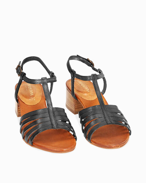 CHAUSSURES POUR FEMMES SANDALE CUIR DE V, BLACK