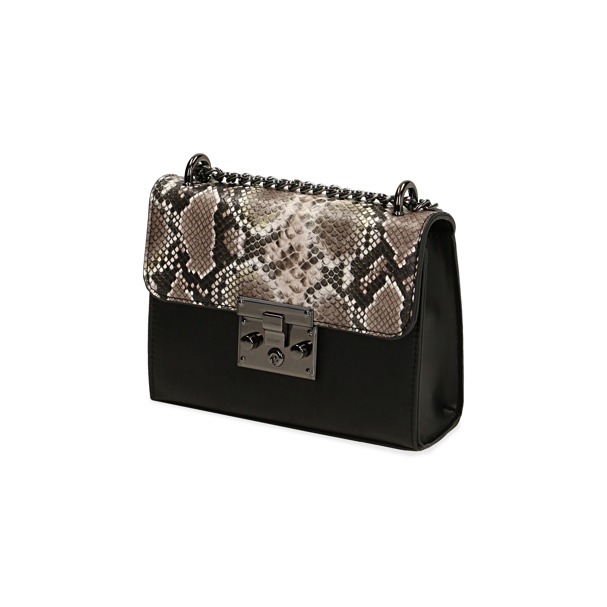 Borsa piccola bianco/nera stampa pitone | Primadonna Collection