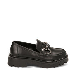Mocassins noirs à semelle compensée, Primadonna, 224954321EPNERO036, 001a