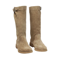 Stivali biker in camoscio beige, Primadonna, 271075009CMBEIG036, 002a